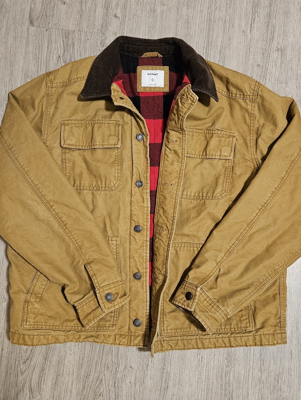 Old Navy Men's XL Flannel Lined Heavy Cotton Mustard Brown Barn Jacket